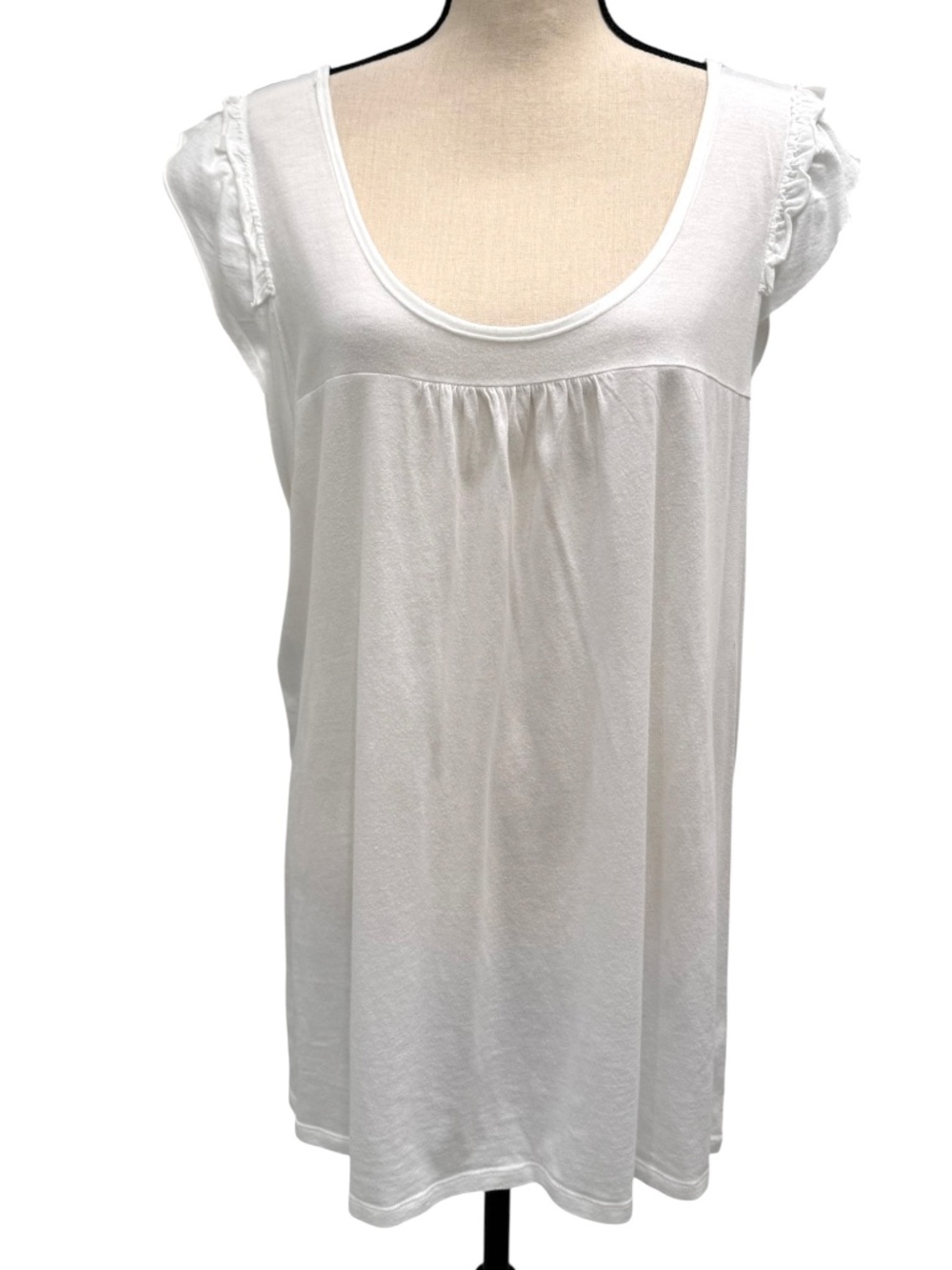 VINTAGE GAP WHITE SUNKISSED WASH FLUTTER SLEEVE EMPIRE WAIST LOOSE FIT TUNIC TOP
